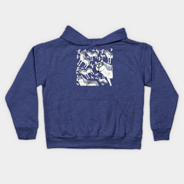 Totem Alberta Wolf Pattern Kids Hoodie by belettelepink